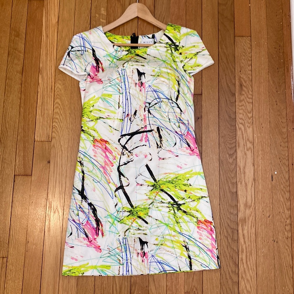 Milly Colorful Paint Splatter Dress Sz 8